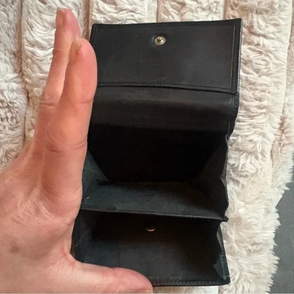 CHANEL Glossy Black Wallet with Silver Logo